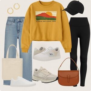 Acadia National Park Mustard Crew Neck Sweater